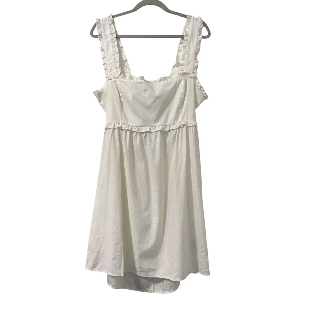 REFORMATION Liah Dress XL Off White Keyhole Cutout Back Ruffle Vacation Romantic